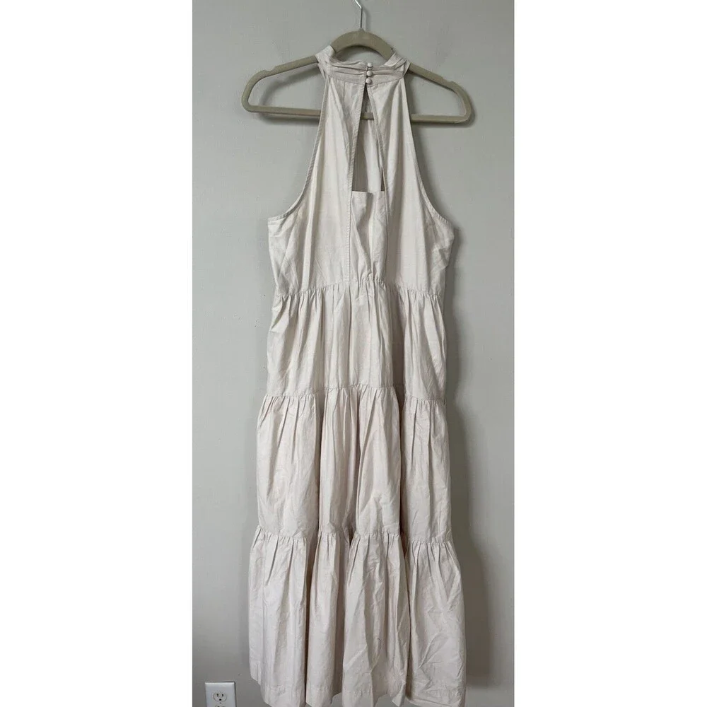 Anthropologie Maeve Midi Dress Women Halter Tired Preppy Cotton Flowy Sz 14 New